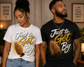 Just to Get By – Inspirational Faith Graphic Tee | Praying Hands Christian T-Shirt | Motivational Streetwear Gift